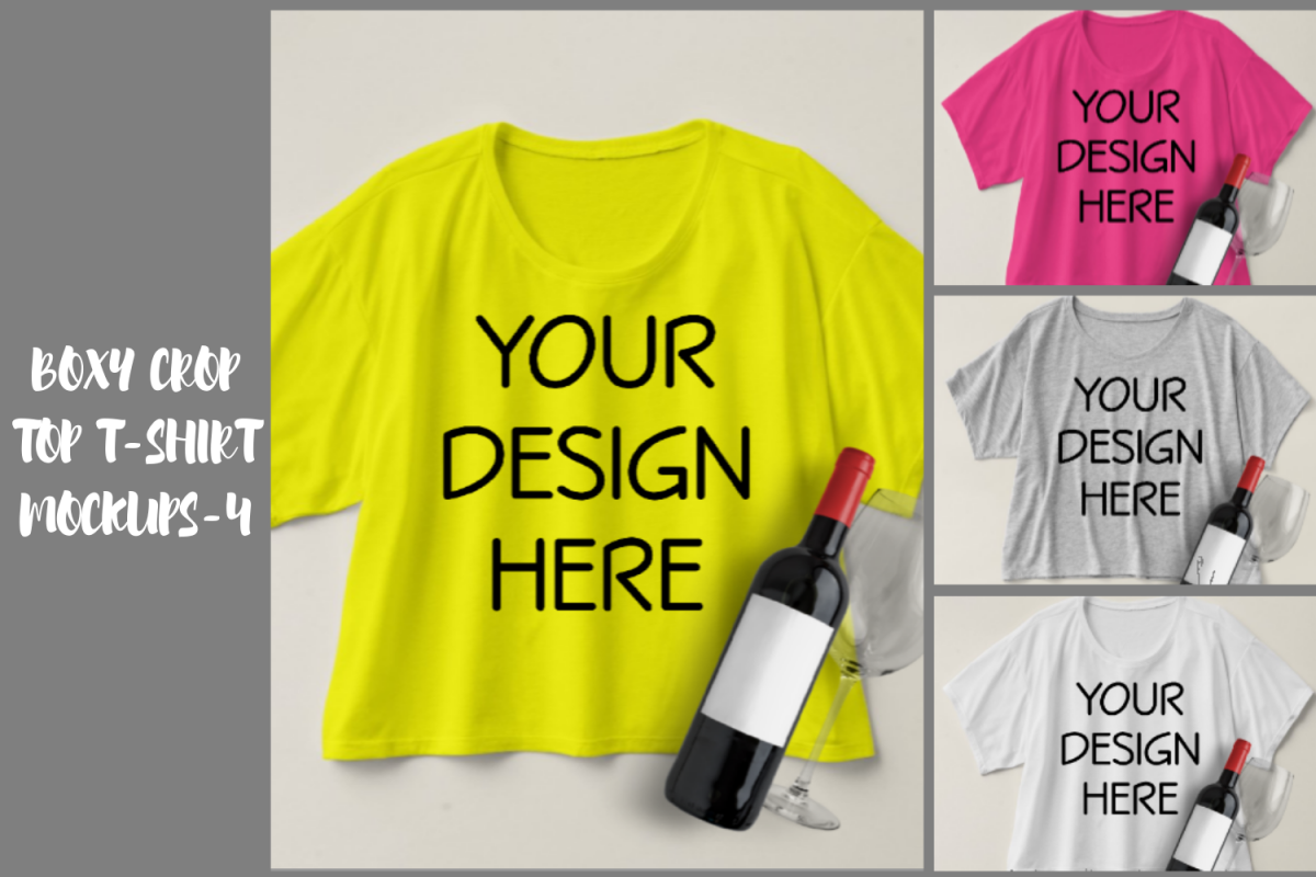 Boxy Crop Top T-shirt Mockups - 4 example image 1
