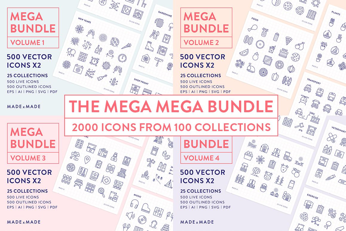 Line Icons - Mega Bundle Vol 1-4 (25% off) example image 1