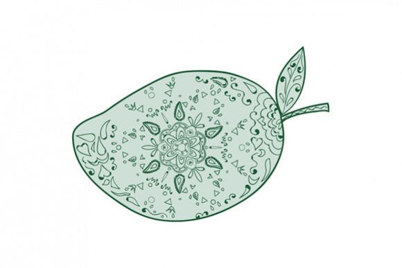 Green Mango Fruit Mandala example image 1