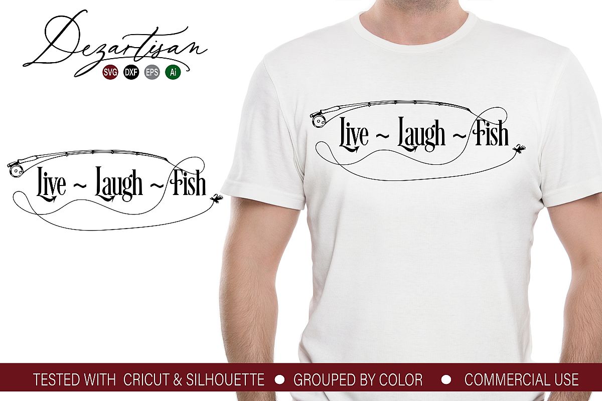 Live Laugh Fish SVG DXF cut file example image 1