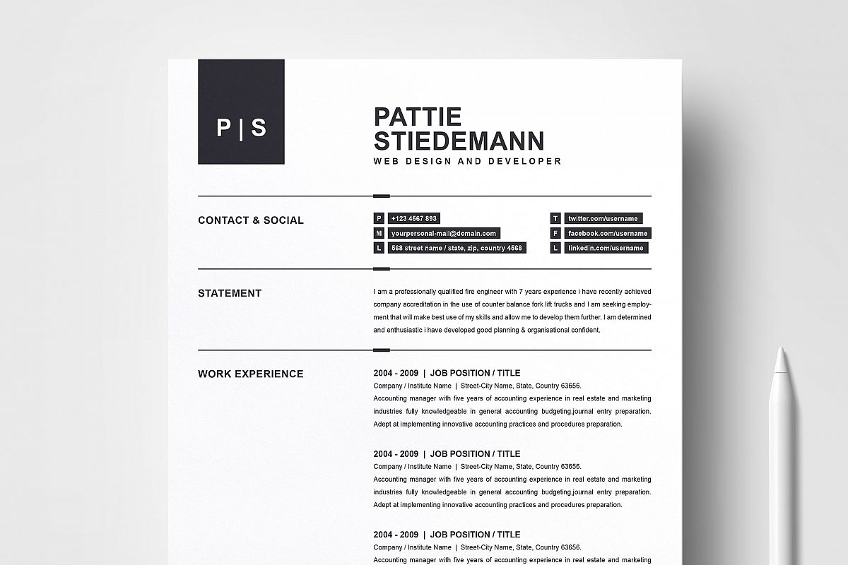 2 Pages Clean Resume Template | Simple & Basic Professional example image 1