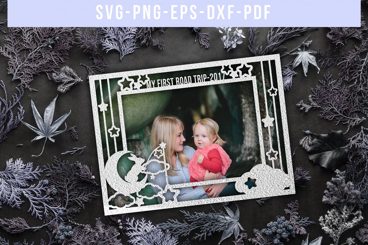Customizable Landscape Photo Frame Papercut Template, Baby example image 1