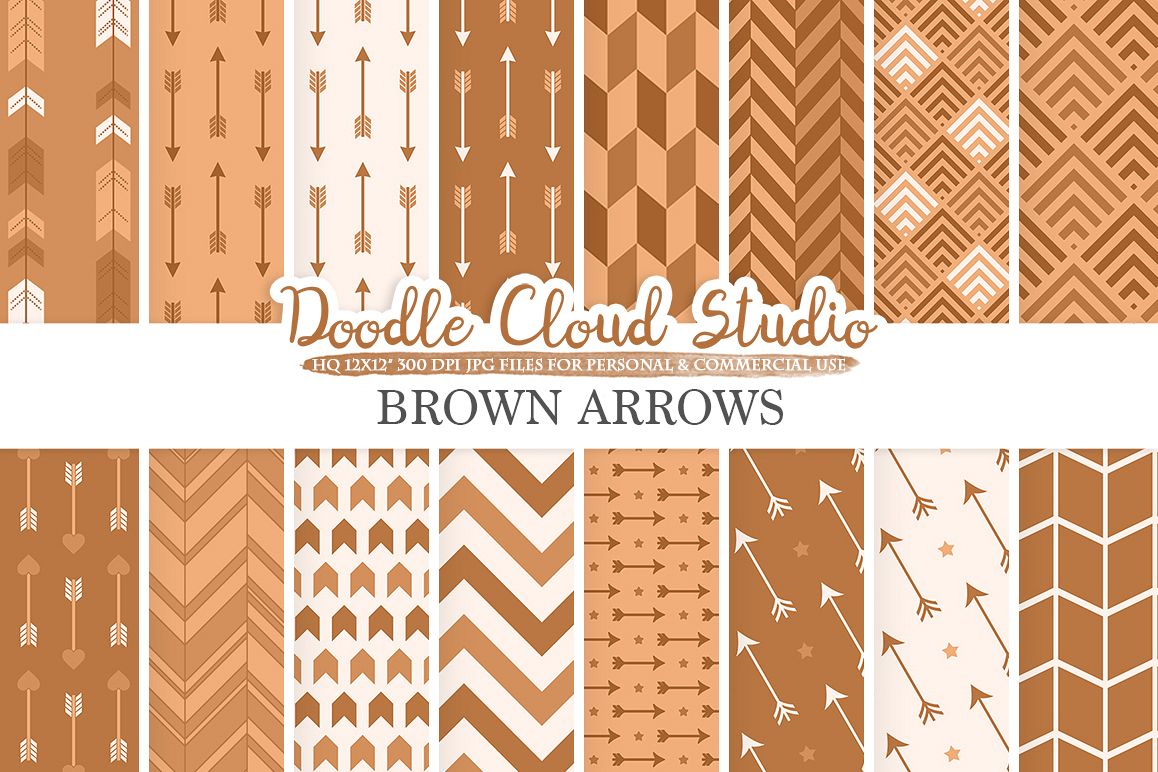 Brown Arrows digital paper, Brown Arrow patterns, tribal, archery, chevron triangles backgrounds Instant Download, Personal & Commercial Use example image 1