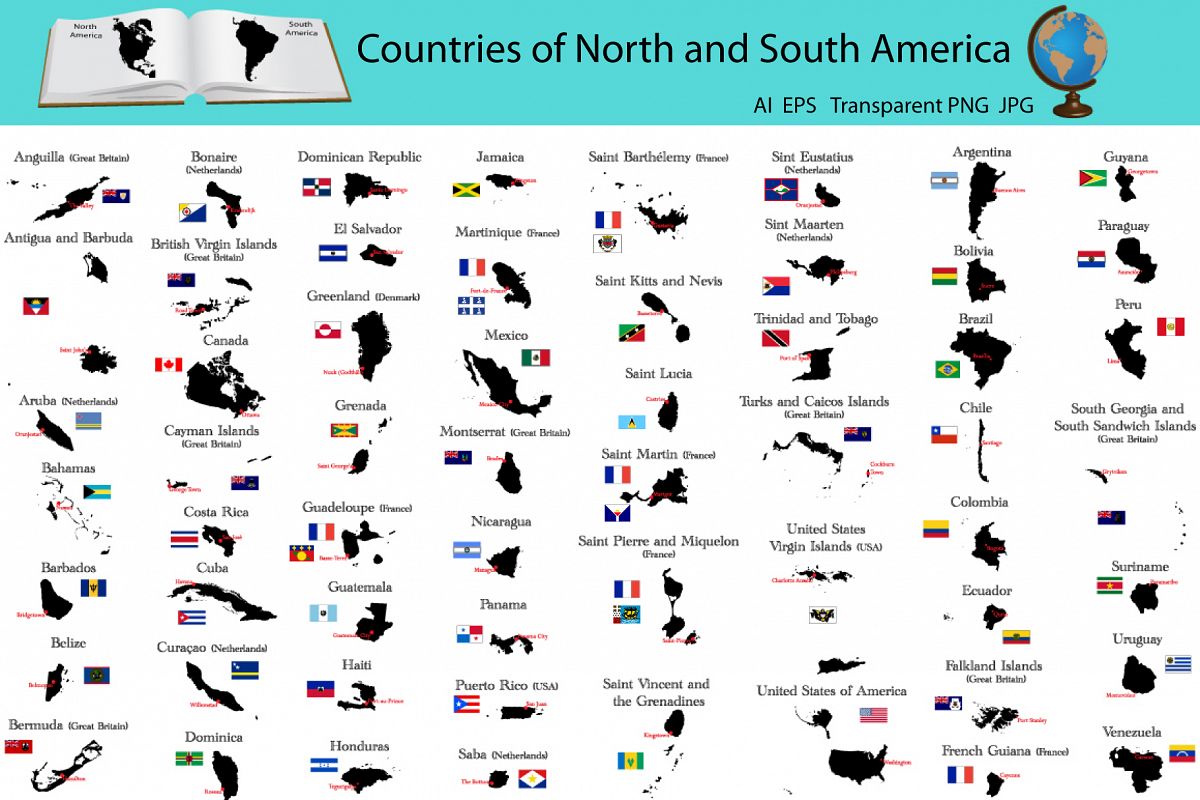 Countries of North and South America example image 1