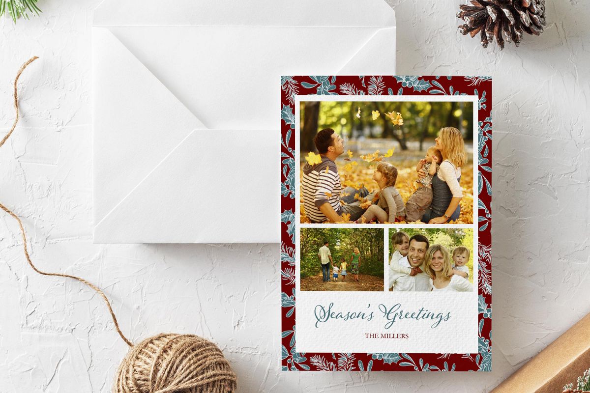 Season's Greetings Christmas Card Photoshop template example image 1