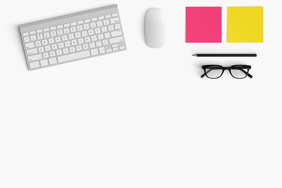 Modern workplace. Top view. Flat lay style. 11 example image 1