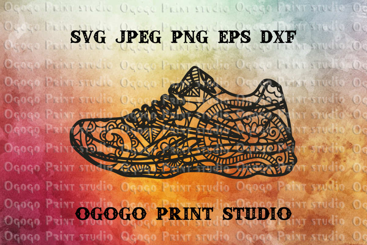 Sports shoes svg, Mandala svg, Running shoe svg, Run SVG example image 1