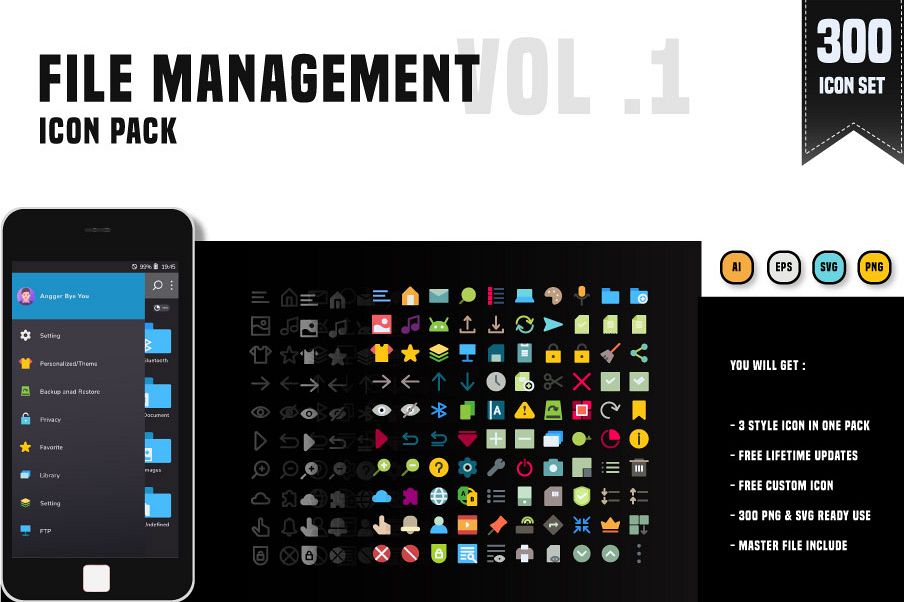 300 File Management System - Icon pack example image 1