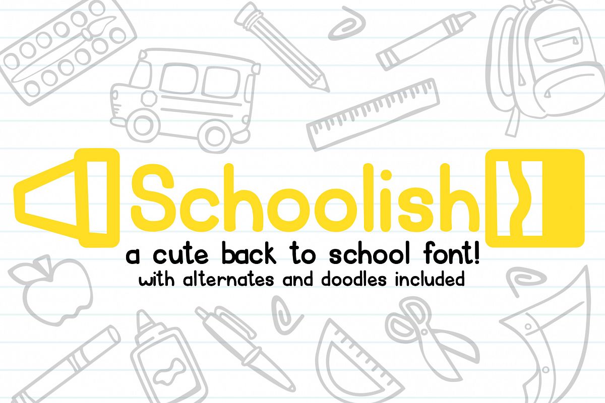 Schoolish| A Cute Back to School Font| With Doodles! example image 1