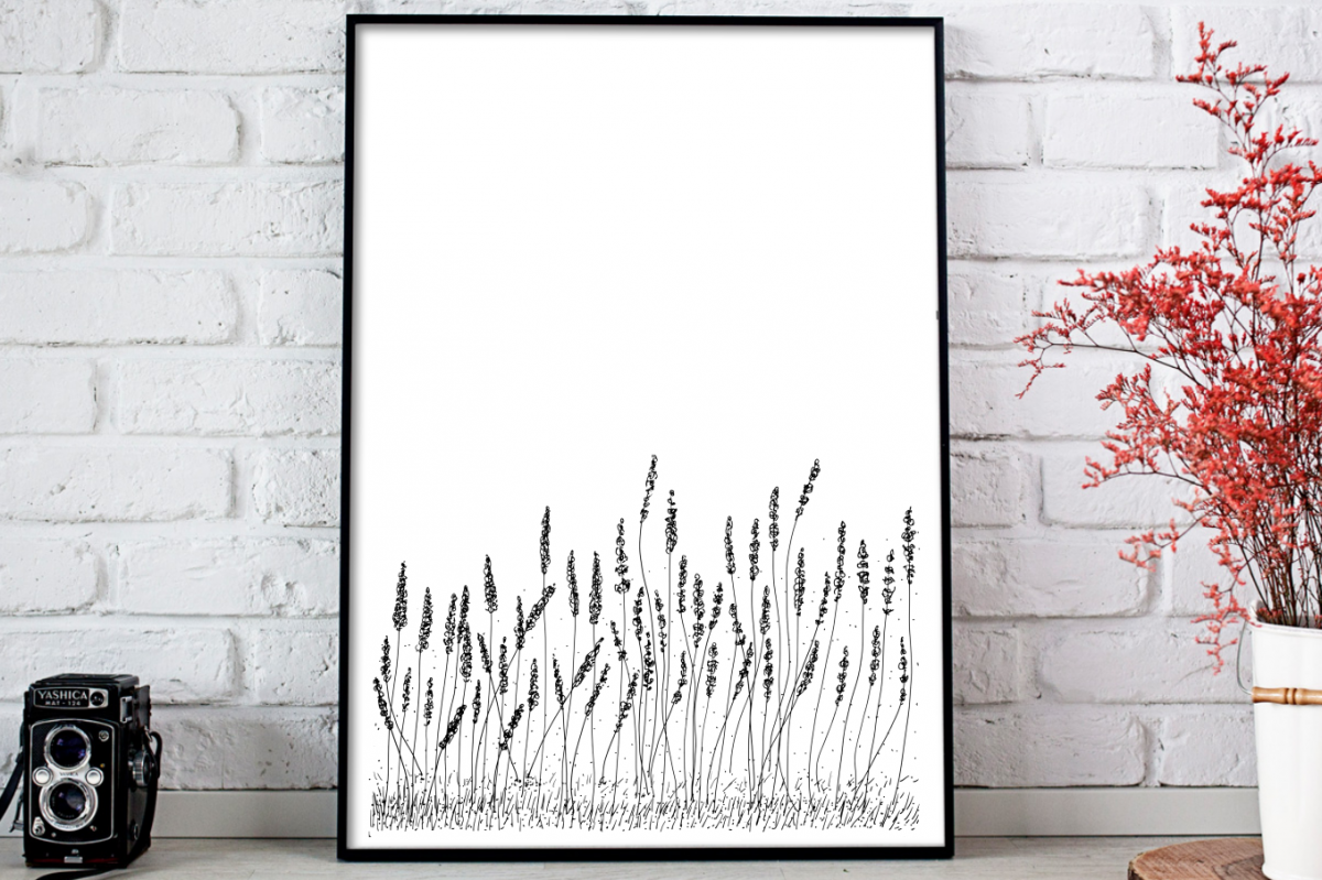 Lavender Flowers Illustration, A1, SVG example image 1