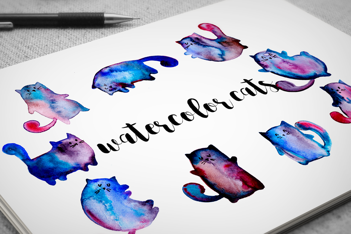 Watercolor cats example image 1