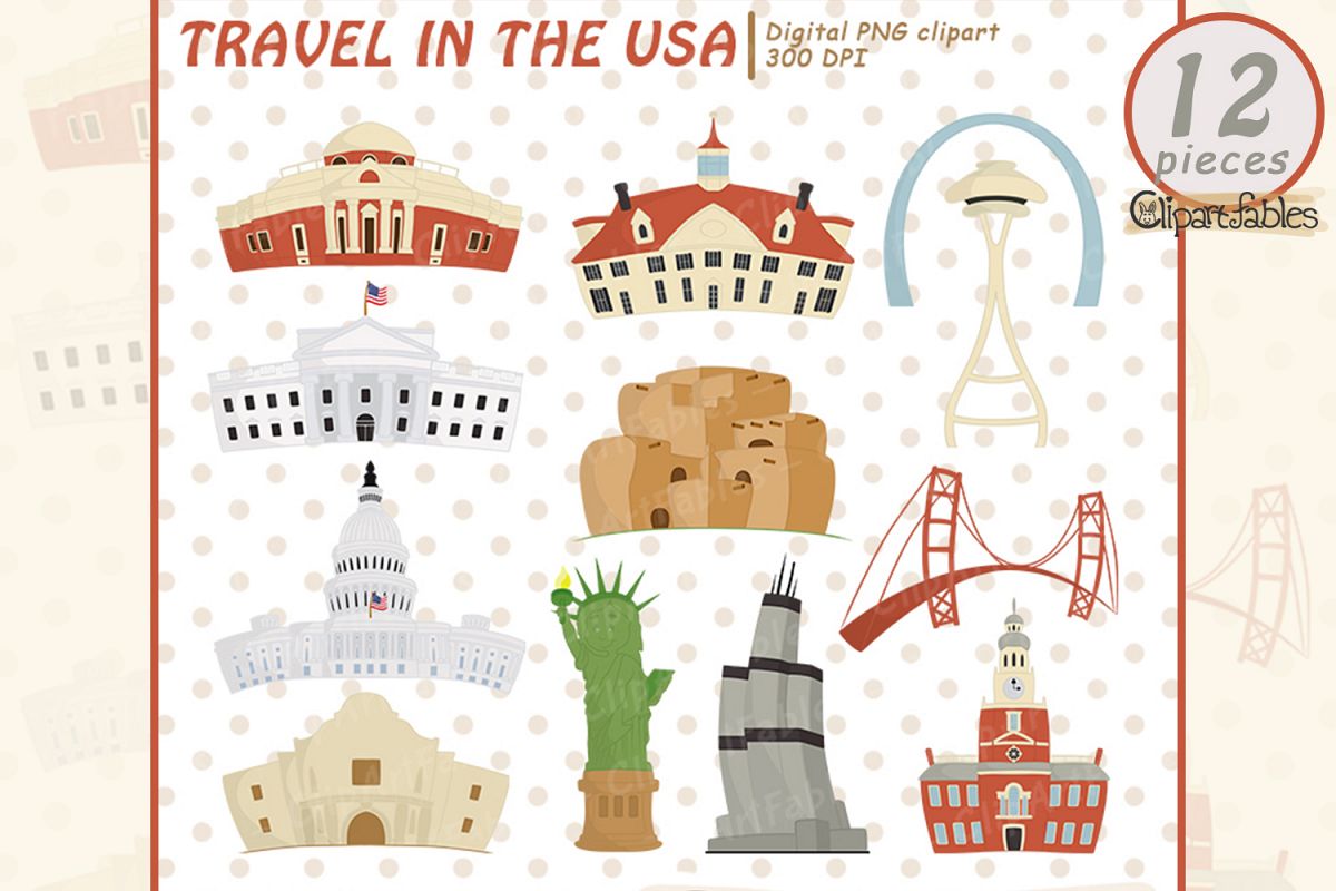 Around in the USA clipart, Famous national buildings example image 1