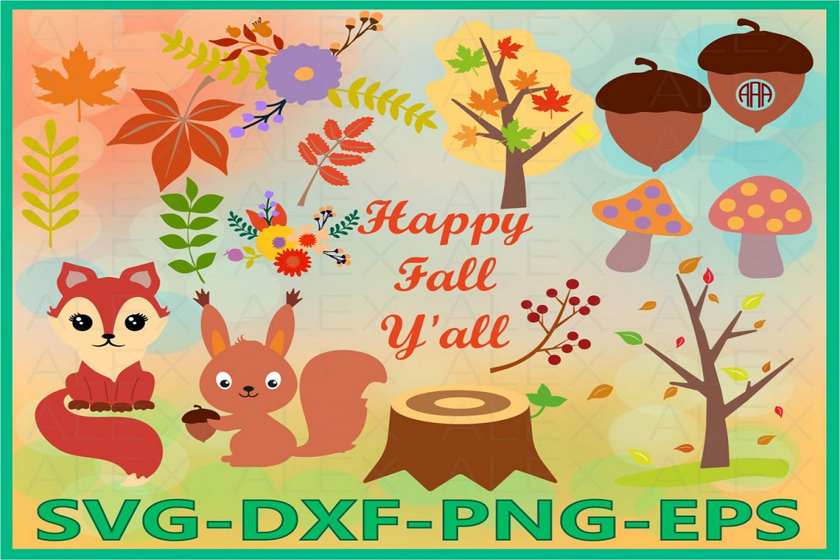 Autumn Svg, Fall svg, Forest Animals Svg, Happy Fall y'all example image 1