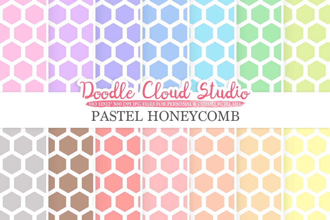 Pastel Honeycomb digital paper, Beehive pattern, Digital Hexagons, pastel colors background, Instant Download for Personal & Commercial Use example image 1