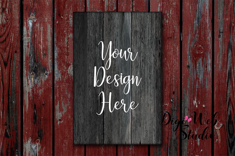Wood Sign Mockup - Weathered Wood Sign on Distressed Wood example image 1