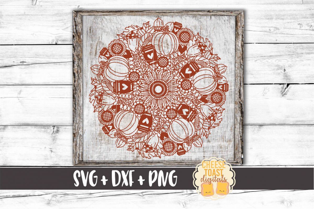 Pumpkin Spice Mandala - Fall Mandala SVG PNG DXF Cut File example image 1