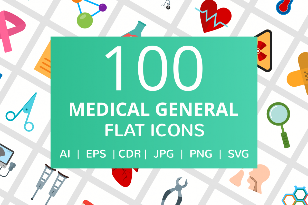 100 Medical General Flat Icons example image 1
