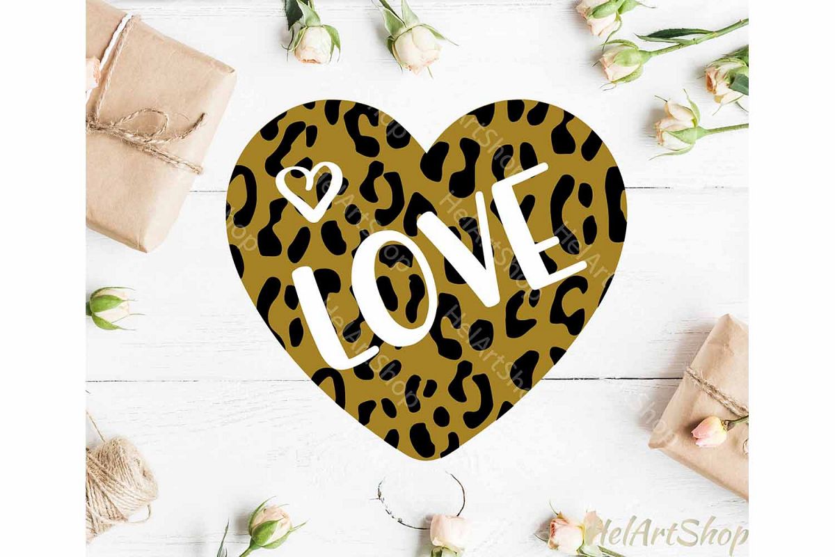 Leopard Print Heart svg, Valentine svg, Valentines day svg example image 1