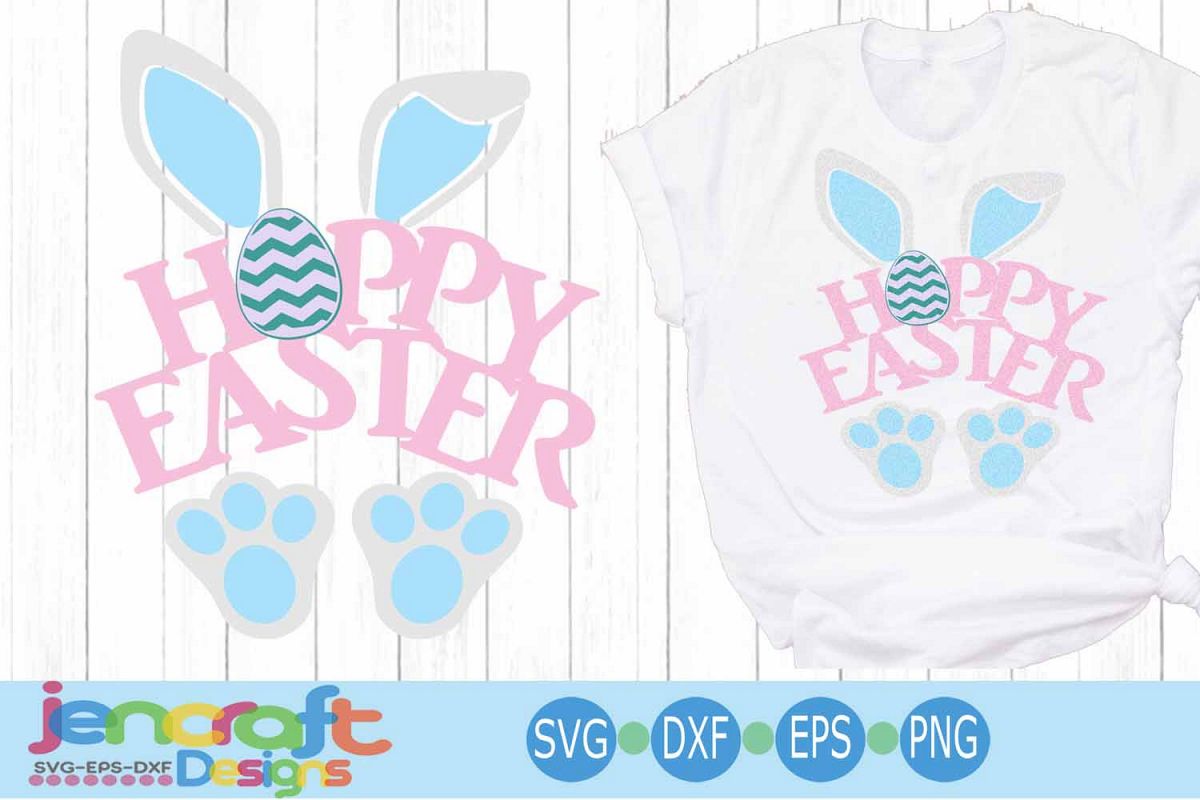 Easter SVG, Hoppy Easter SVG - Bunny ears Happy Easter svg example image 1
