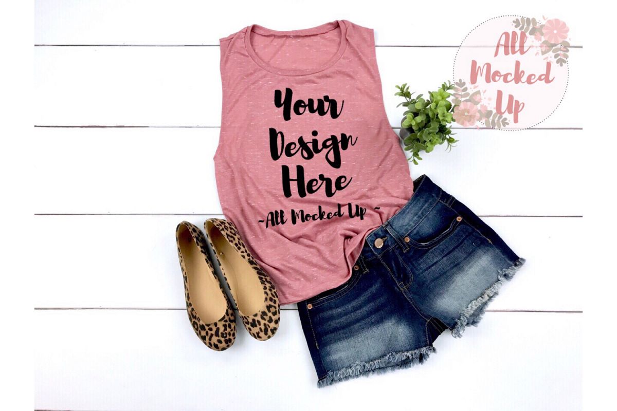 Bella Canvas 8803 MAUVE Muscle Tank Mock Up 3/19 example image 1