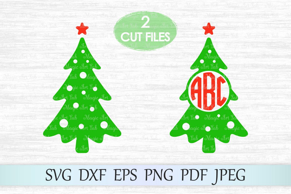 Download Christmas tree monogram, Christmas tree SVG cut file