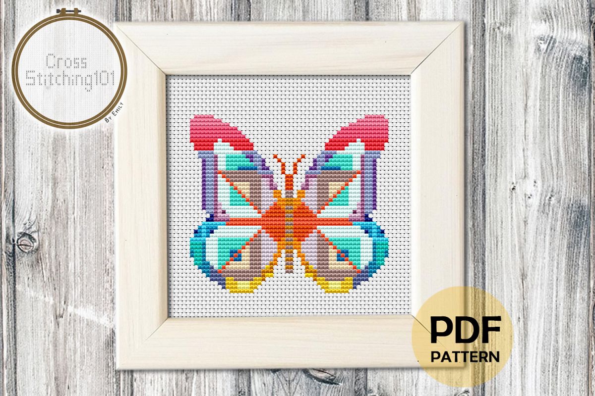 Abstract Butterfly Cross Stitch Pattern - Instant Download example image 1