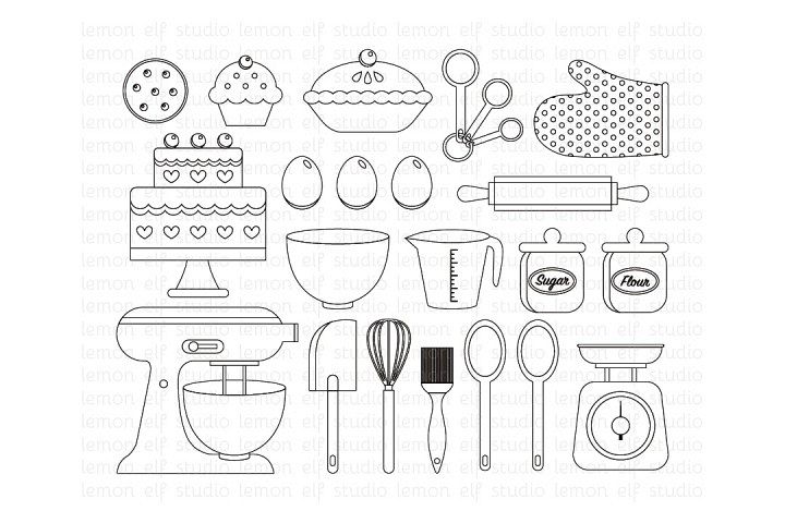 Baking Utensils-Digital Stamp (LES.DS11) example image 1