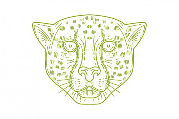 Cheetah Head Mono Line example image 1