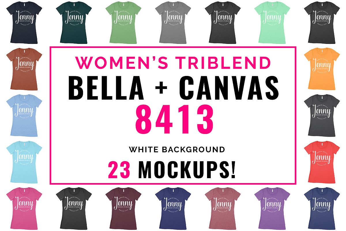 Bella Canvas 8413 Mockup Bundle, Triblend Tshirt Mockup example image 1