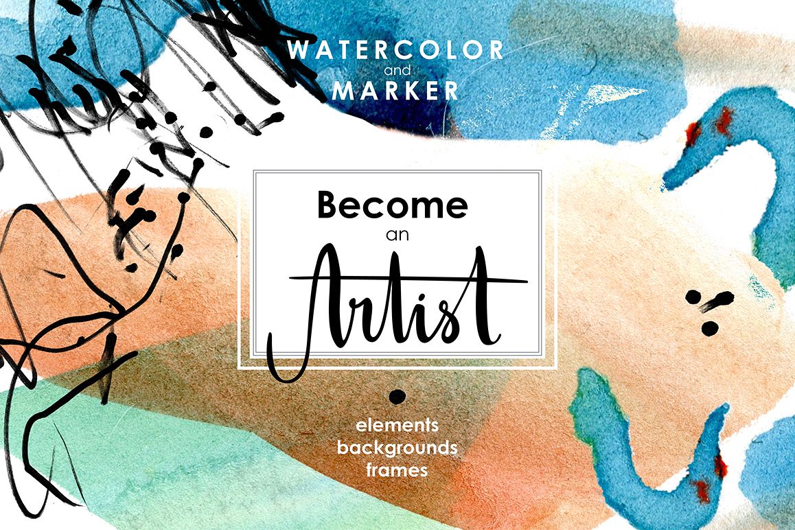 Be an Artist. Watercolor decor kit. example image 1