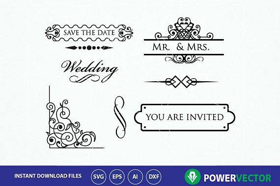 Svg File vintage wedding invitation elements. Svg border ...
