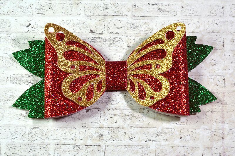 Hair bow template SVG, DIY leather bow template example image 1