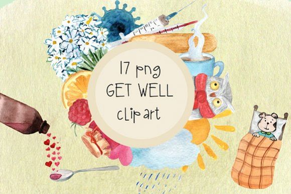 17 png Get Well Watercolor Clip Art example image 1