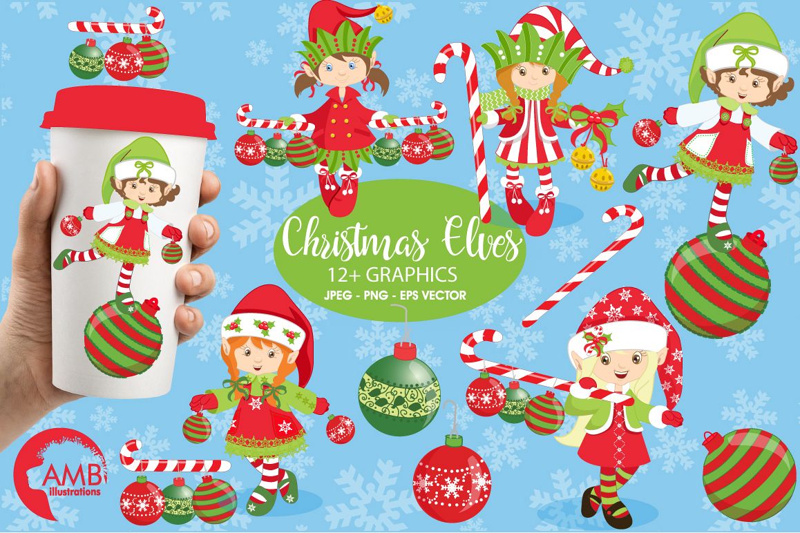 Christmas elves clipart, graphics, illustrations AMB-195 example image 1