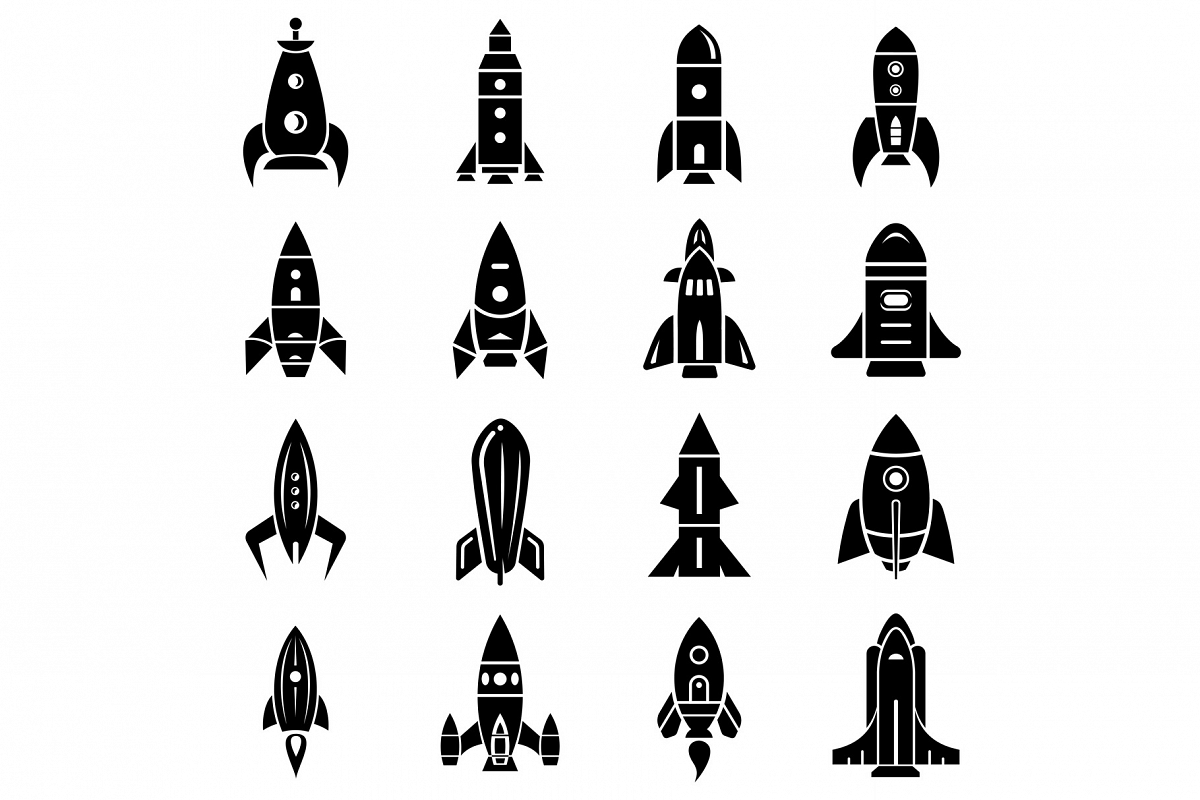 Rocket icons set, simple style example image 1