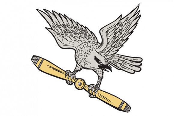Shrike Clutching Propeller Blade Retro example image 1