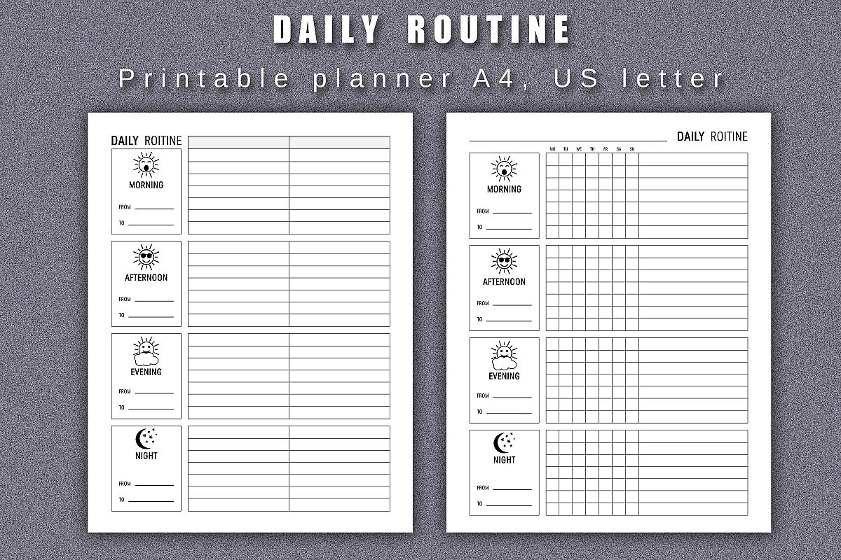 Daily Routine Planner Printable example image 1