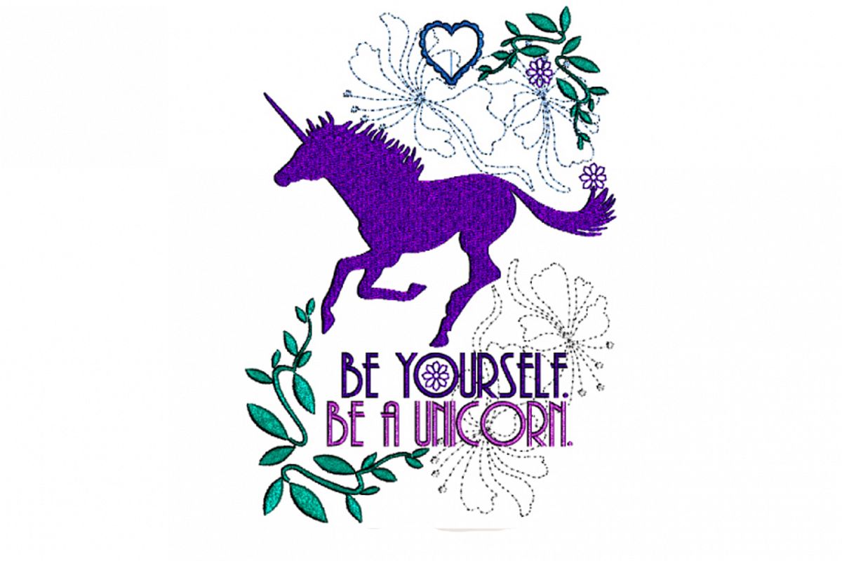 Unicorn Saying Be Yourself Be A Unicorn Machine Embroidery example image 1