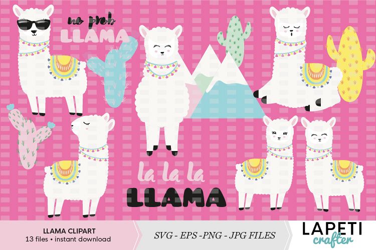 Adorable Llamas vector clipart and illustrations collection example image 1