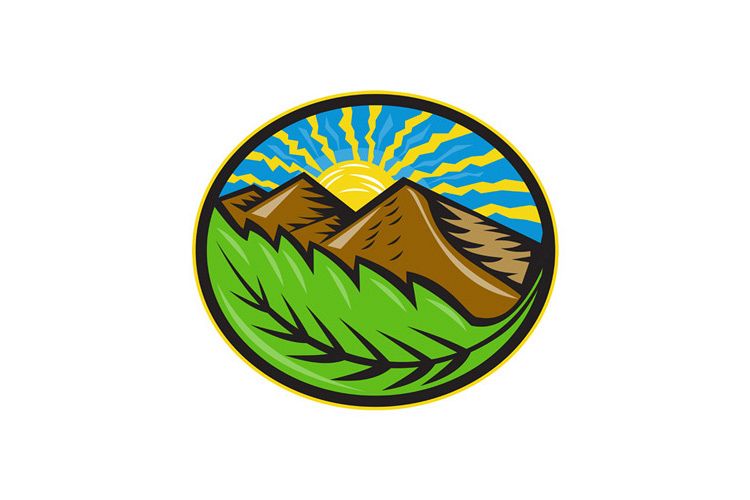 Mountains Leaf Sunburst Retro example image 1