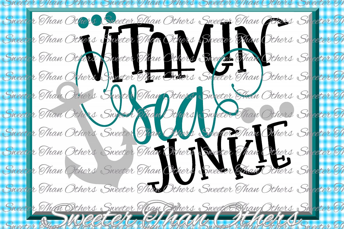 Vitamin Sea Junkie SVG, Beach Svg, Summer Beach pattern example image 1