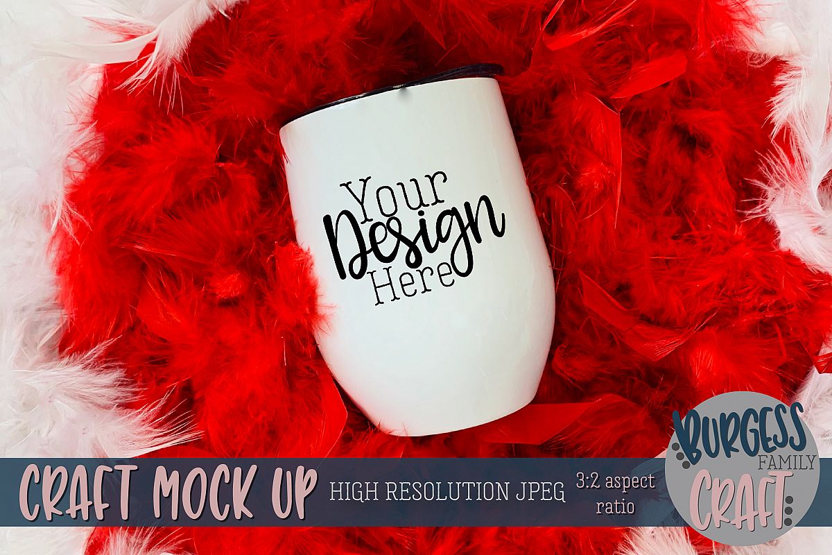 Valentine white wine tumbler Craft mock up example image 1