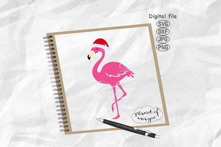 Christmas Flamingo Svg, Flamingo Svg, Flamingo Santa Hat Svg example image 1