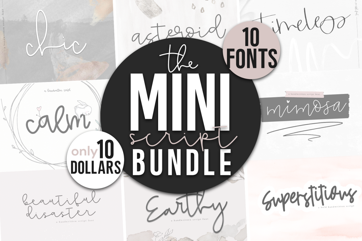 Mini Handwritten Script Font Bundle - 10 Fonts example image 1