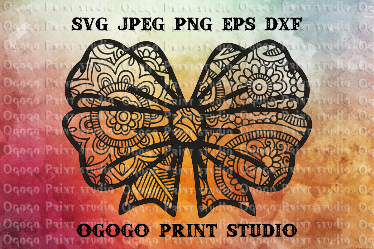 Bow SVG, Zentangle SVG, Ribbon svg, Mandala svg, Cricut file example image 1