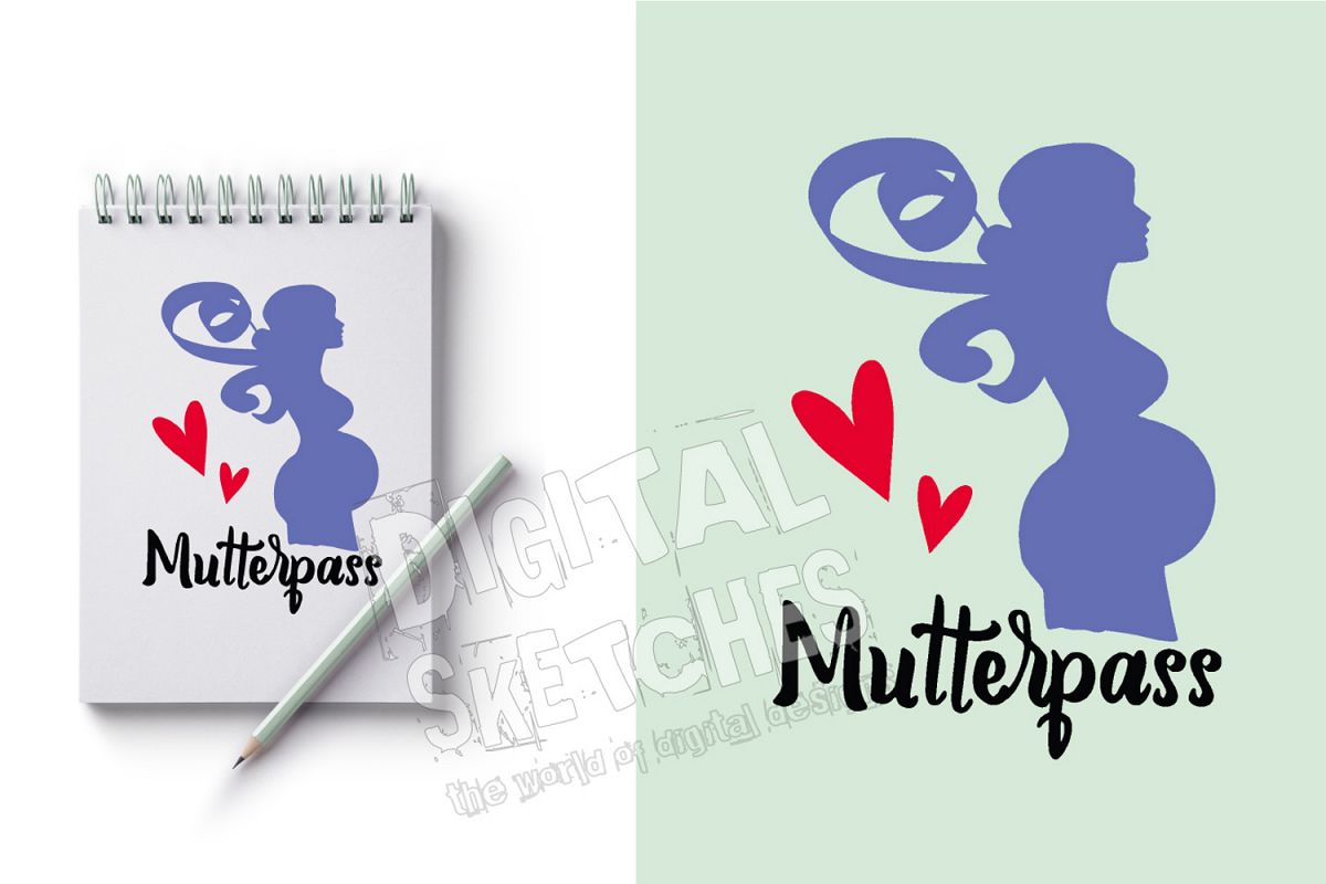 Pregnant Women German Baby heart Cut File Vector Graphics example image 1