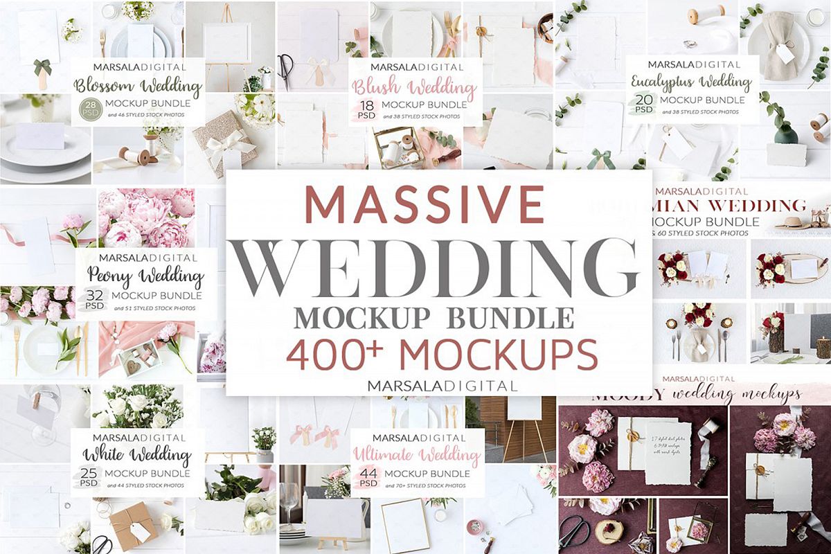 Wedding Mockup Bundle 400 Massive Wedding Mockups Bundle example image 1