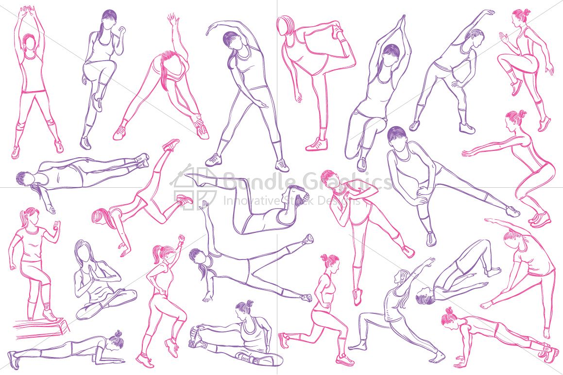 Female Fitness Figures - Vector Graphic Set example image 1