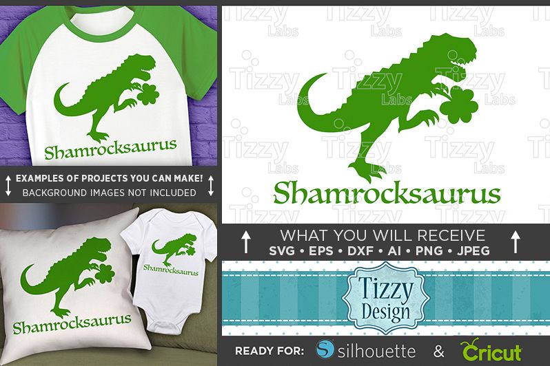 Dinosaur Svg File - Shamrockasaurus St. Patricks Day - 1067 example image 1