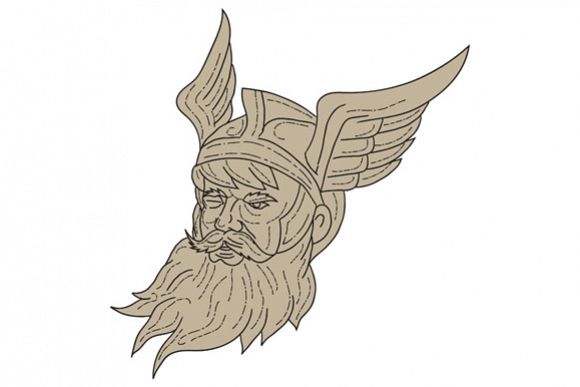 Norse God Odin Head Drawing example image 1